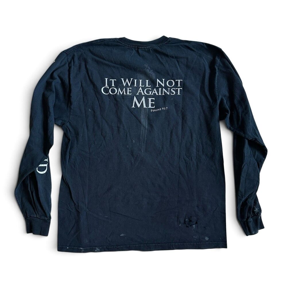 Vintage 90s Christian Psalm 91 Long Sleeve T-Shirt Gildan M “It Will Not” Fade